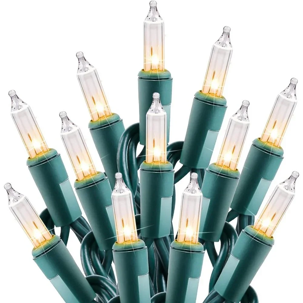 100 Count 25 Feet Green Wire Mini String Light Tree Garland Christmas Decoration